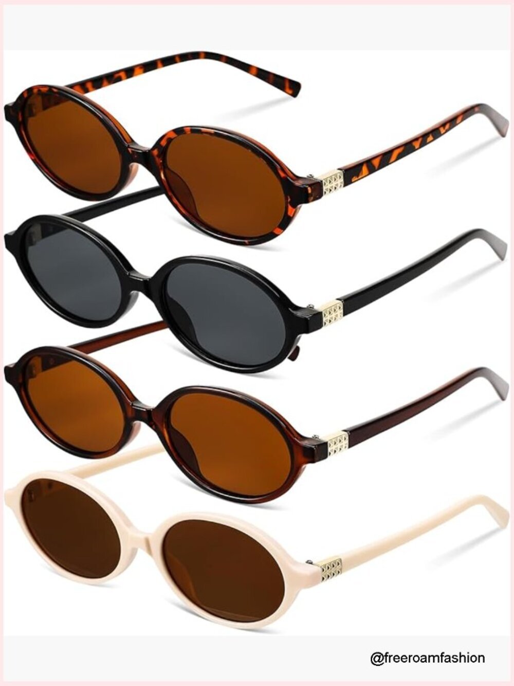 4 Pack Retro Oval Rectangular Small Sunglasses Y2K Vintage Style UV Protection